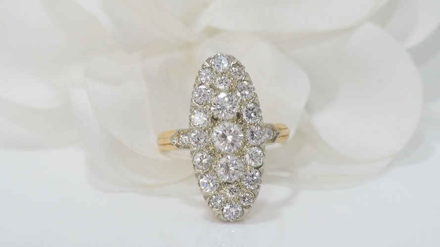 Bague 53.5 Bague marquise en or bicolore et diamants 58 Facettes 32032