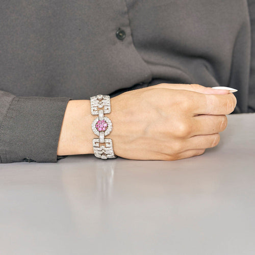 Bracelet Bracelet Art Déco, platine, diamants et rubis 58 Facettes 250257