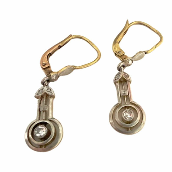 Boucles d'oreilles Boucles d'oreilles design Art Déco 1930-35 en or avec diamants 58 Facettes A1227