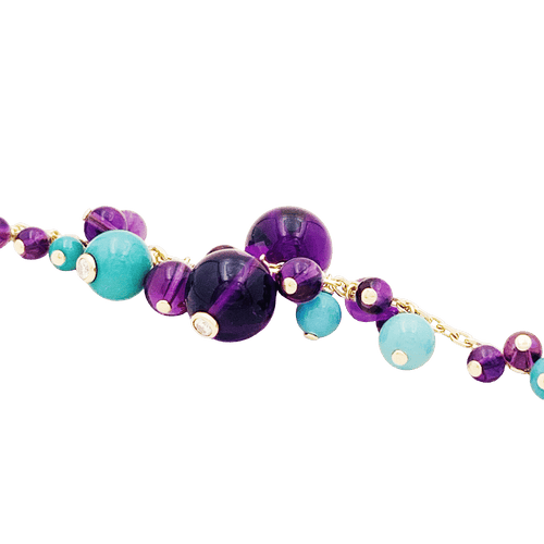 Bracelet Bracelet CARTIER, modèle "Délices de Goa", or rose, améthyste, turquoises et diamants. 58 Facettes 34810