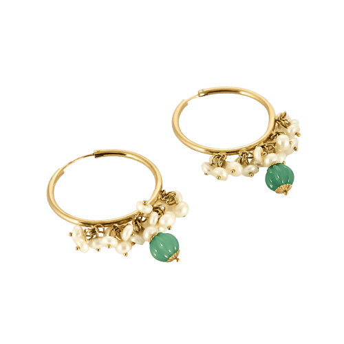Boucles d'oreilles Boucles d'oreilles en or jaune et Chrysoprases 58 Facettes PER0470