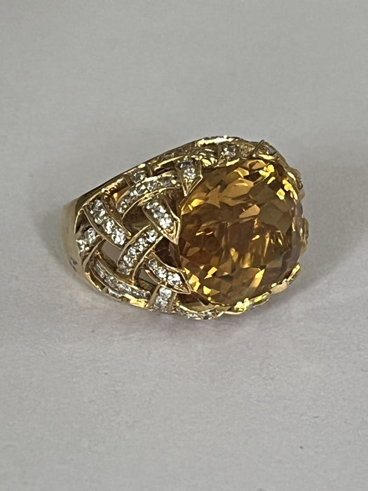 Bague ARFAN or jaune citrine diamants