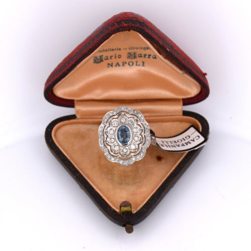 Bague en platine - Aigue-marine et diamants