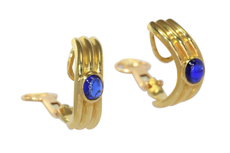 Boucles d'oreilles Boucles d'oreilles vintage signées Boucheron serties de saphirs cabochons 58 Facettes 17342-0280