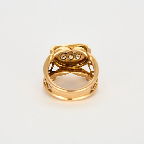 Bague 51 Bague Rétro Or Deux Tons Diamants 58 Facettes GU99