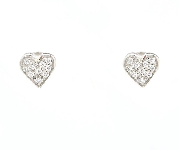 Boucles d'oreilles Boucles d'oreilles en or blanc en forme de cœur serties de diamants de 0,15 ct 58 Facettes 12508