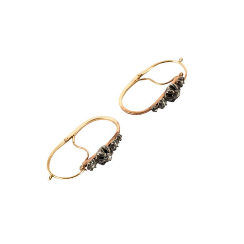 Boucles d'oreilles Boucles d'oreilles dites "Poissardes" en or rose, argent et diamants 58 Facettes FON1834