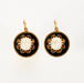 Boucles d'oreilles Paire de dormeuses Napoléon III Or Jaune Email Noir Pierres Blanches 58 Facettes