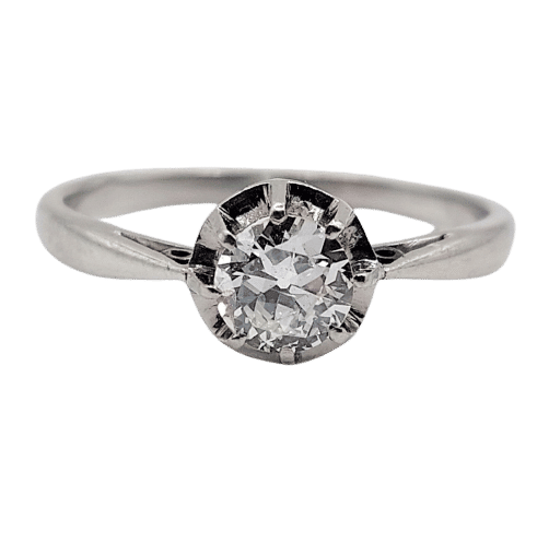 Bague 53 Bague solitaire art deco Platine diamant taille ancienne 0,43 carat (circa 1930) 58 Facettes A06144