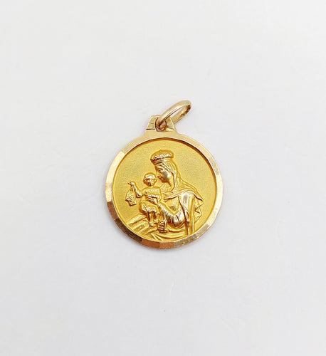 Pendentif Médaille religieuse vintage or jaune double face vierge Marie et Jésus Christ 58 Facettes B01019