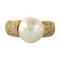 Bague 55 Bague en or jaune avec perle et diamants taille brillant 58 Facettes