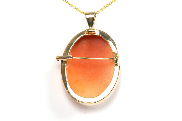 Pendentif Pendentif - Broche années 70 or jaune, camée coquillage 58 Facettes B463