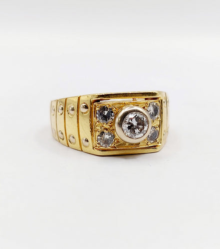 Bague 60 Bague chevalière Art Déco or jaune et diamants 58 Facettes A06309