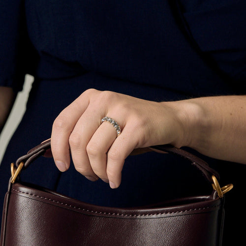 Bague 55 Alliance or blanc et diamants 58 Facettes ENG11286