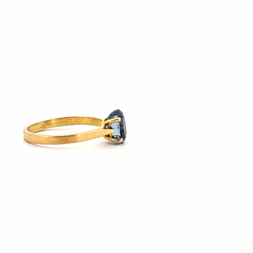 Bague 56 Solitaire Or Jaune 18k & Saphir 58 Facettes