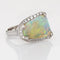 Bague 10.64ct Natural Opal Diamond Ring Estate 18k White Gold Sz 7 Fine Jewelry 58 Facettes G11987