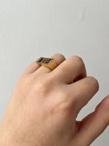 Bague 56 Bague Premier avec pierres multicolores 58 Facettes