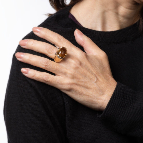 Citrine Sapphire Diamond Ring Vintage 18k Yellow Gold Sz 5 Cocktail Jewelry 58 Facettes G13758