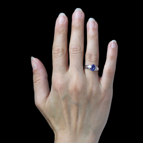 Bague 52 Bague tanzanite diamants or blanc 58 Facettes 25-089