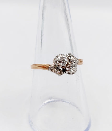 Bague toi et moi or rose, diamants taille ancienne (circa 1900) 58 Facettes A06235