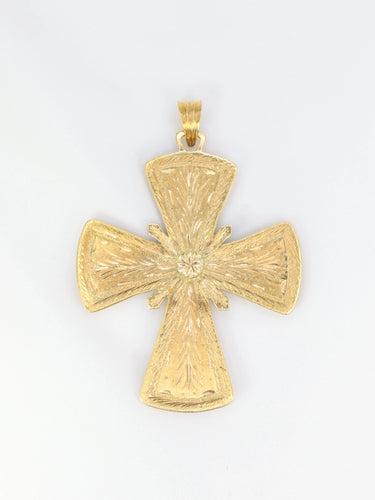 Pendentif Pendentif croix pectorale or jaune émail cabochons de saphirs 58 Facettes 519