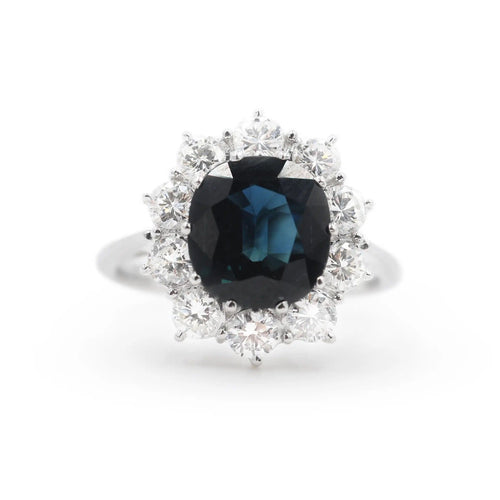 Bague Bague en or blanc avec saphir et diamants 0,70 58 Facettes