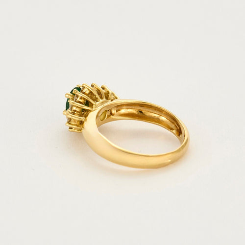 Bague 54 Bague marguerite or jaune, diamants et émeraude 58 Facettes ENG10398