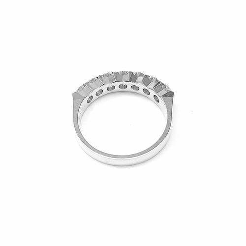 Bague 54 Demi alliance or blanc 7 Diamants 58 Facettes All.Demi.FA.45-B