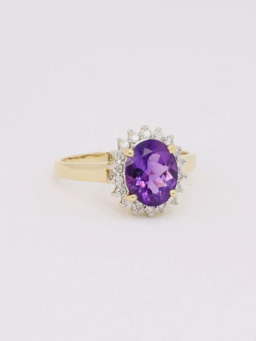 Bague Bague marguerite améthyste ovale diamants 58 Facettes J607