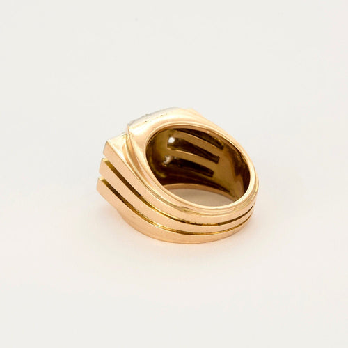 Bague 55,5 Bague tank or jaune et gris diamants 58 Facettes ALE4229
