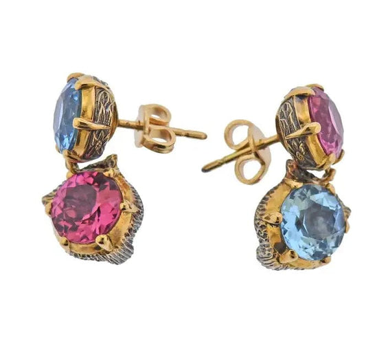 Boucles d'oreilles Gucci - Boucles d'oreilles tête de chat en or et pierres précieuses Le Marche des Marseilles 58 Facettes