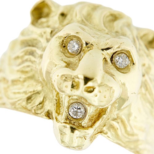 Bague Bague tête de lion en or jaune sertie de diamants 58 Facettes 30011