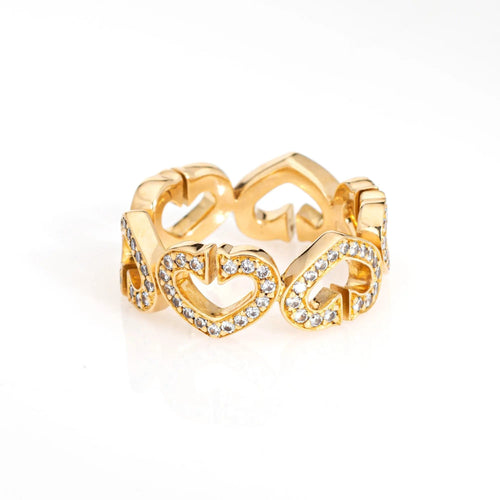 Bague 51 Bague C de Cartier en or jaune 18 carats, diamants, taille 5,75, anneau en forme de cœur, vers 2001 58 Facettes G13167