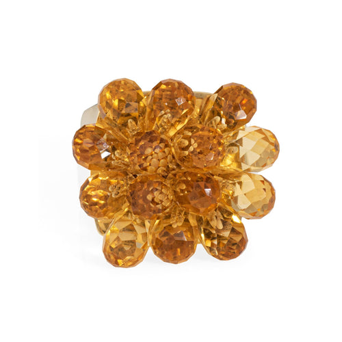 Bague 54 Bague articulée en citrine briolette, or 14 carats, bijou cocktail en forme de fleur 58 Facettes G13887