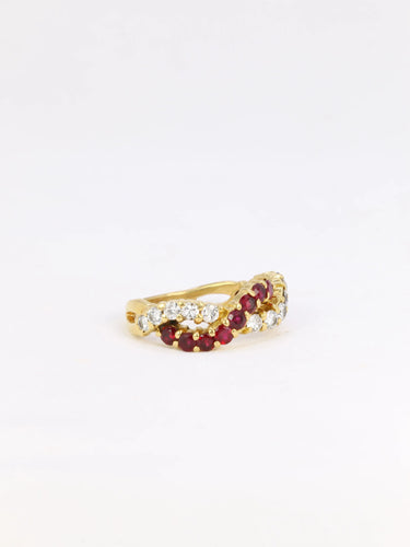 Bague 52 Bague vintage torsadée en or, diamants et rubis 58 Facettes 825