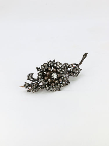 Broche Broche trembleuse or argent diamants taille ancienne 58 Facettes 1090.2