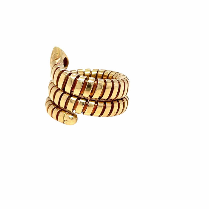 Bague Bulgari Tubogas Serpenti Diamond 18k Yellow Gold 3-Row Ring 58 Facettes