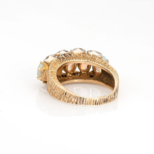 Bague 46 Bague diamant opale vintage des années 60 en or jaune 14 carats 58 Facettes G13166