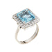 Bague 58 Bague carrée diamant aigue-marine 5,35 ct or blanc vintage 58 Facettes G13366