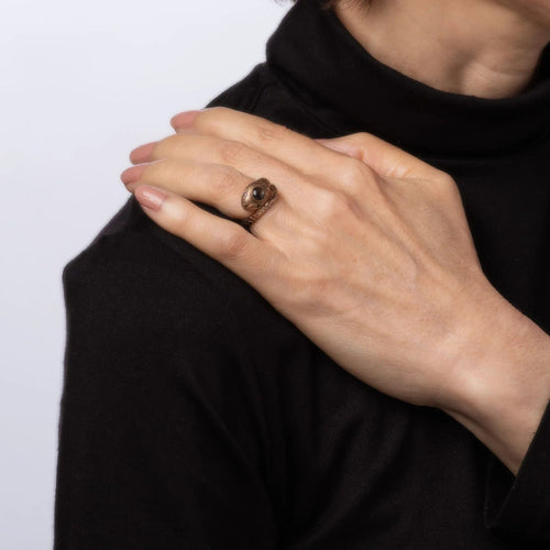 Bague 45 Bague serpent rubis saphir étoile noire, bijoux Serpent Vintage en or rose 58 Facettes G12688