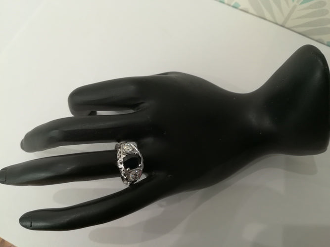 Bague 55 Bague Art Déco Saphir Diamants 58 Facettes