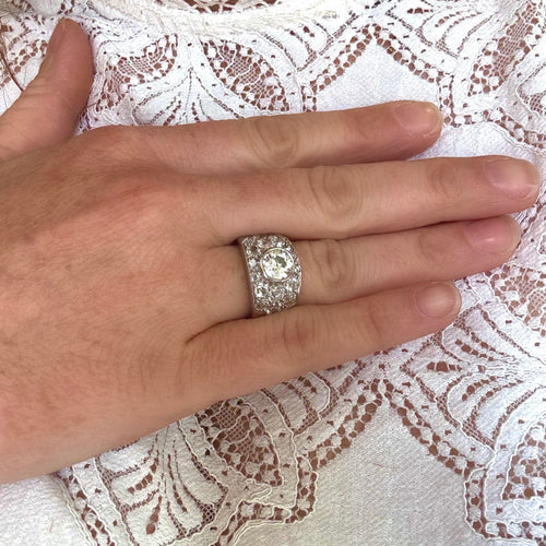 Bague 55 Bague bandeau or gris, diamants 58 Facettes REF2549-317