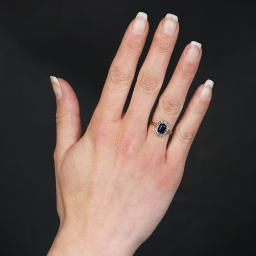 Bague 50 Bague marguerite ancienne saphir diamants 58 Facettes 24-032