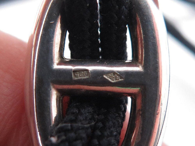 Collier collier HERMES sautoir skipper tgm 80cm argent massif 925 59gr & cordon 58 Facettes 267728