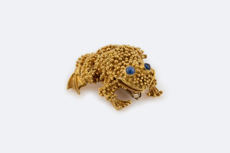 Broche Oro Giallo Broche crapaud en or jaune ornée de saphirs 58 Facettes spl88
