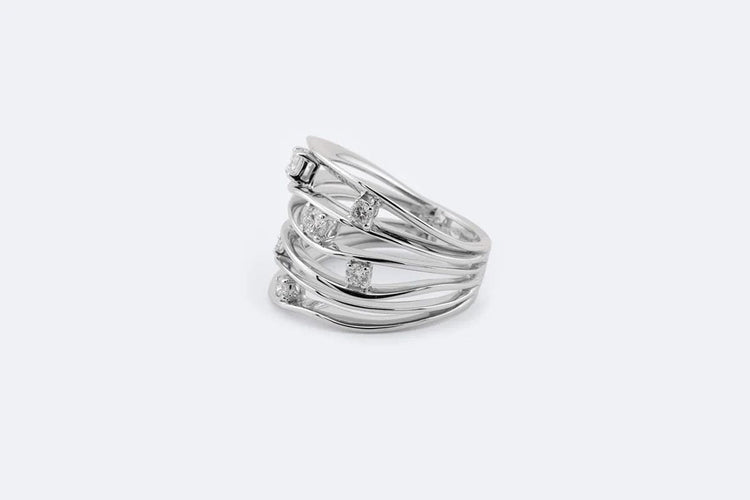 Bague 19 / Oro Bianco Fascia in oro bianco con diamanti 58 Facettes ANL717