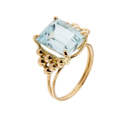 Bague Bague en or rouge avec aigue-marine 58 Facettes 28613