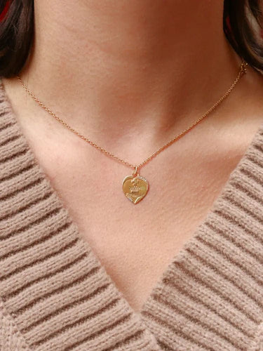 Pendentif Médaille amour Augis coeur Plus qu'hier moins que demain 2 ors 58 Facettes J514