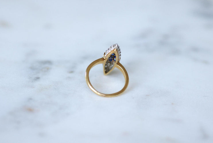 Bague 50 Bague Ancienne Marquise Etoile Saphir et Diamant 58 Facettes
