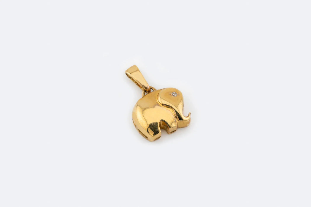 Pendentif éléphant diamant en or jaune